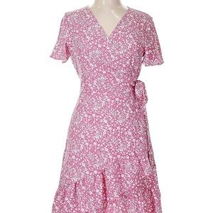 Naggoo Pink Floral Wrap Dress | Size Small